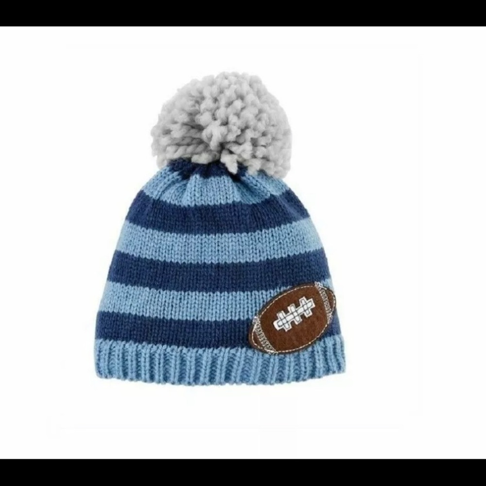 Mud pie boys blue football knit hat, 6-18mth